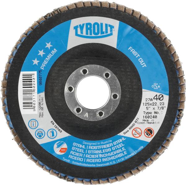 Tyrolit flap disc dished za125mm #40