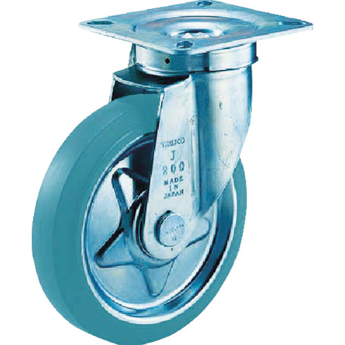 TRUSCO Plate Type Gray Rubber Caster（tire mark less type）