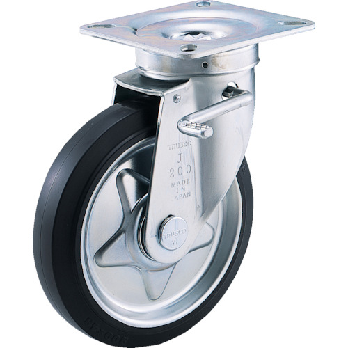 TRUSCO Plate Type Caster（pressed rubber wheel）