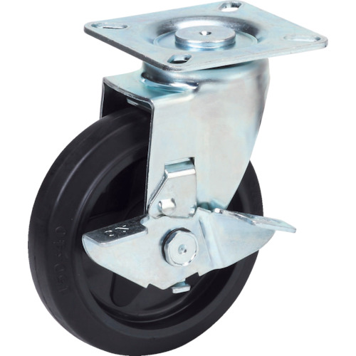 TRUSCO Plate Type Noise Reduction Caster（nylon wheel rubber tire）