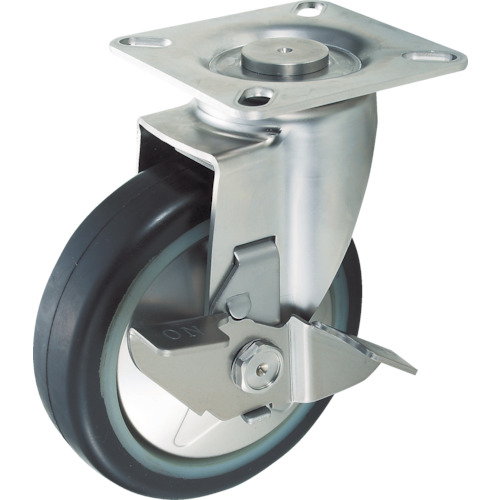 TRUSCO Plate Type Noise Reduction Caster（nylon wheel rubber tire/stainless steel fittings）