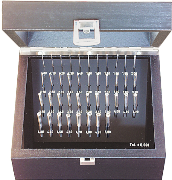 เครื่องมือช่าง เครื่องมือวัดชิ้นงาน Test pins set in wooden box,tol. class 1 