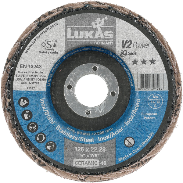 เครื่องมือช่าง ใบเจียร Lukas Flap disc V2-Power Ï125mm Ceramic 
