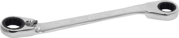 Double box end wrench ratcheting