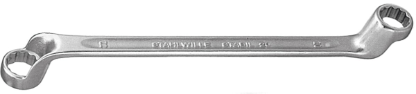 Double-ended ring spanner, deep-cranked