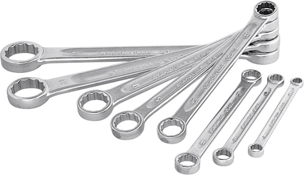 Double-ended ring spanner set, flat