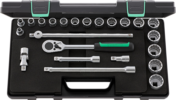 Socket set 1/2 sq/dr 23 pcs