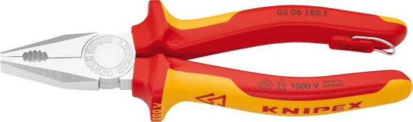 Combi pliers VDE insulated w. mount.eye (03 06 180 T)